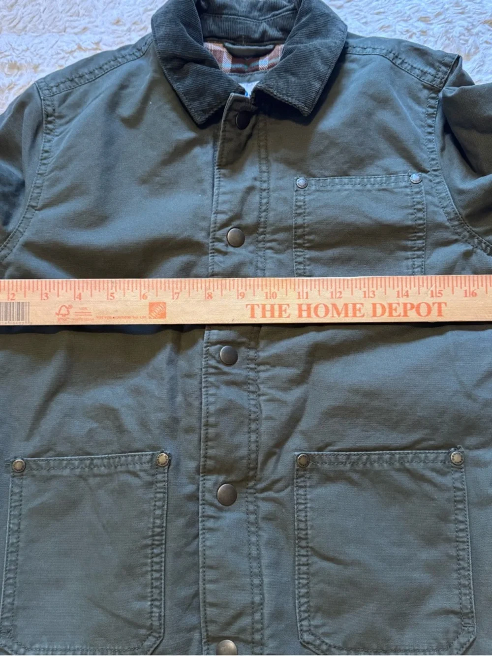 NWT Old Navy Boys Canvas Barn Coat Olive Green Corduroy Collar Jacket Size 8 M